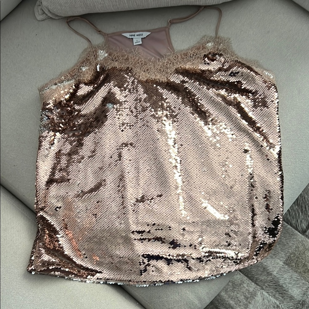 Nine West Gold Sequin Sleeveless Camisole